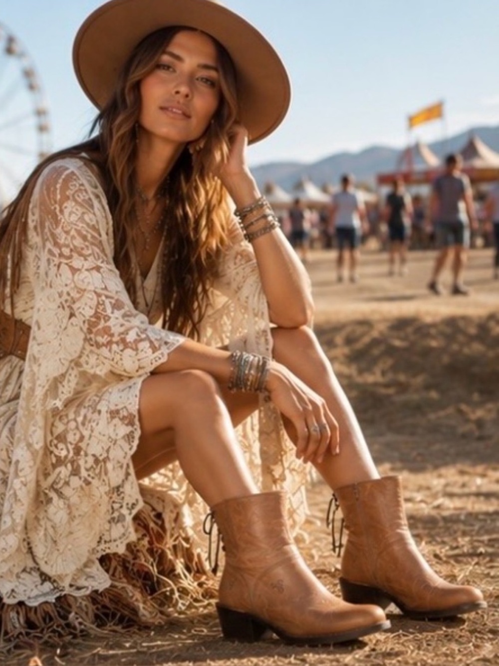 Frye Boots Carmen Ankle Booties Leather Back Lace Chunky Heel Casual Boho Tan 9